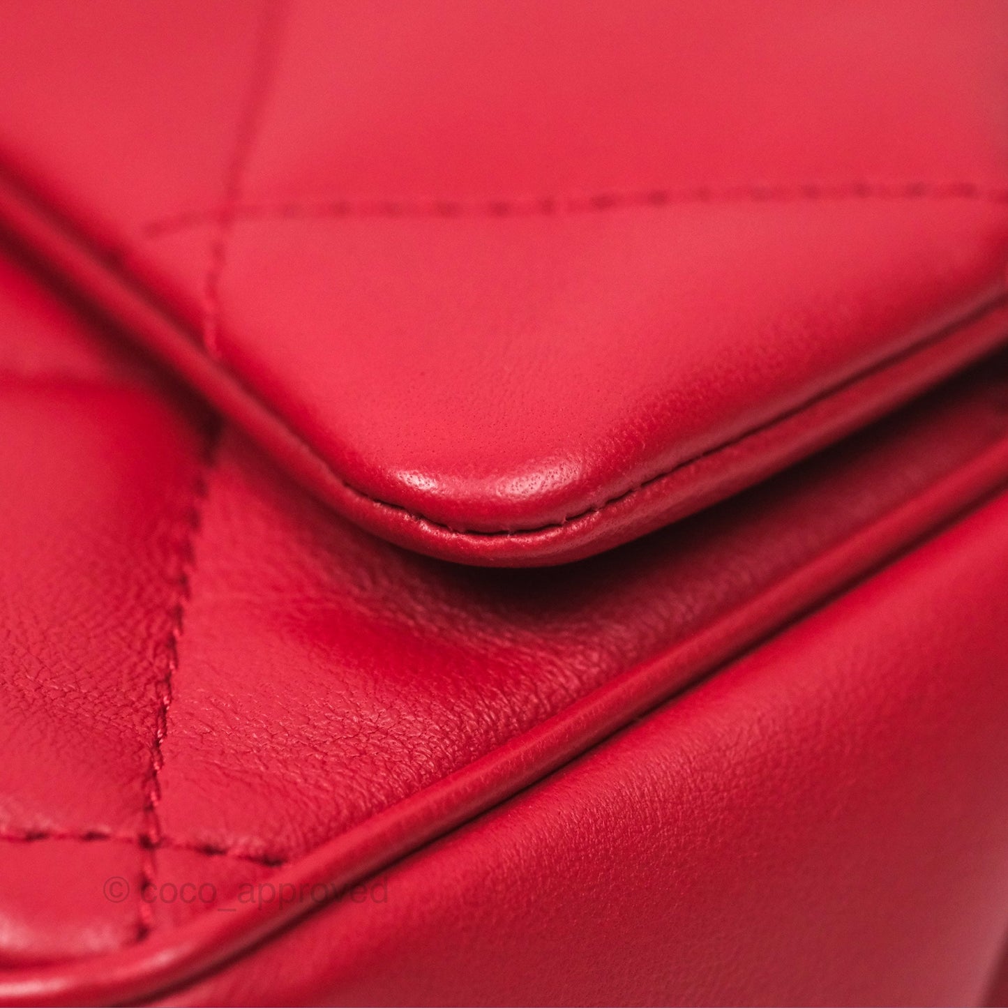 Chanel Easy Carry Flap Bag With Handle Red Lambskin Gold Hardware
