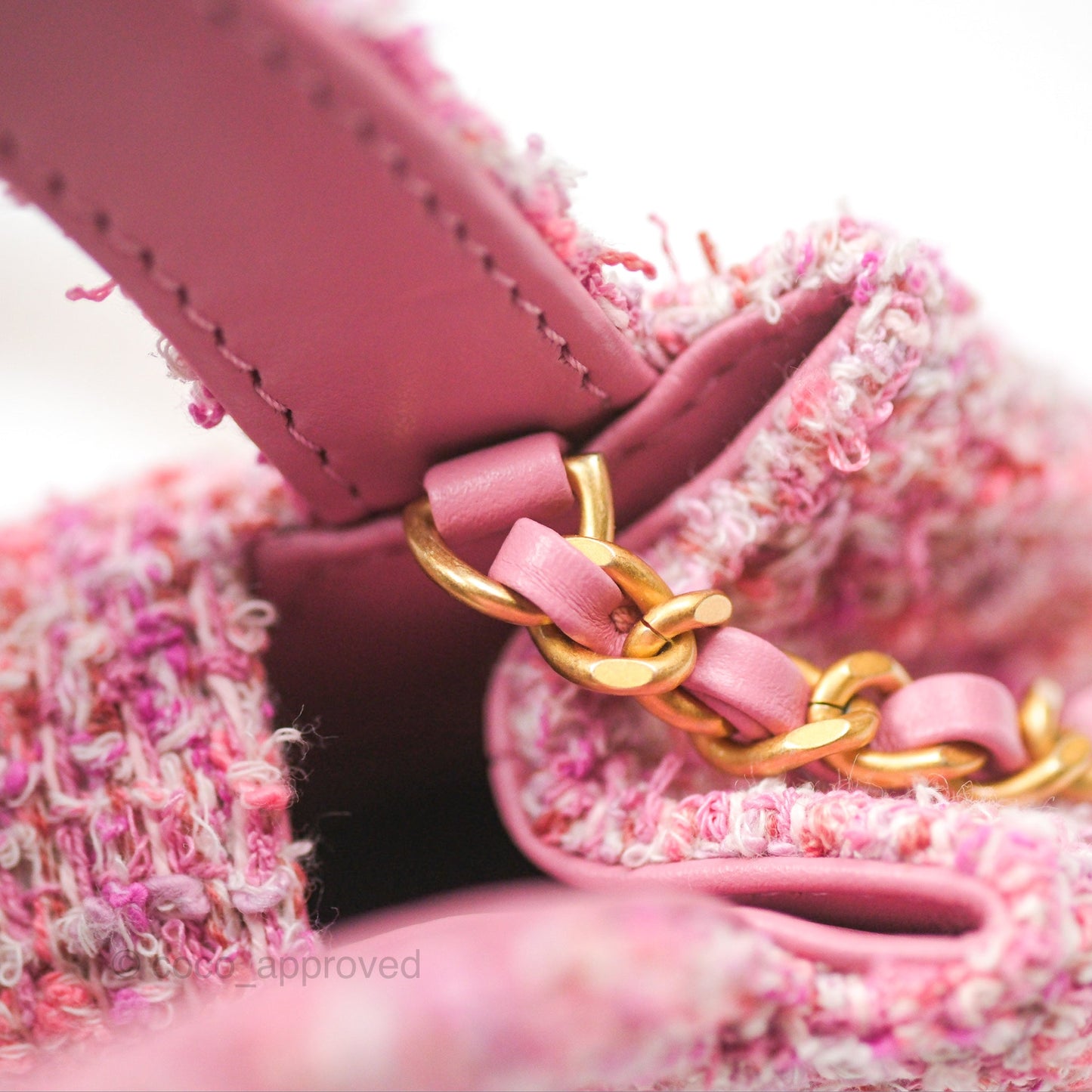 Chanel Kelly Bag Pink Tweed Aged Gold Hardware