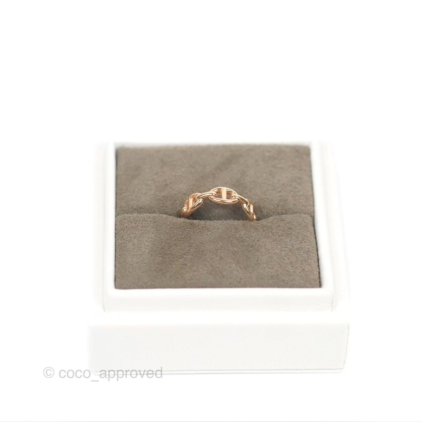Hermès Chaine d'Ancre Enchainee Band Ring PM Rose Gold Size 52