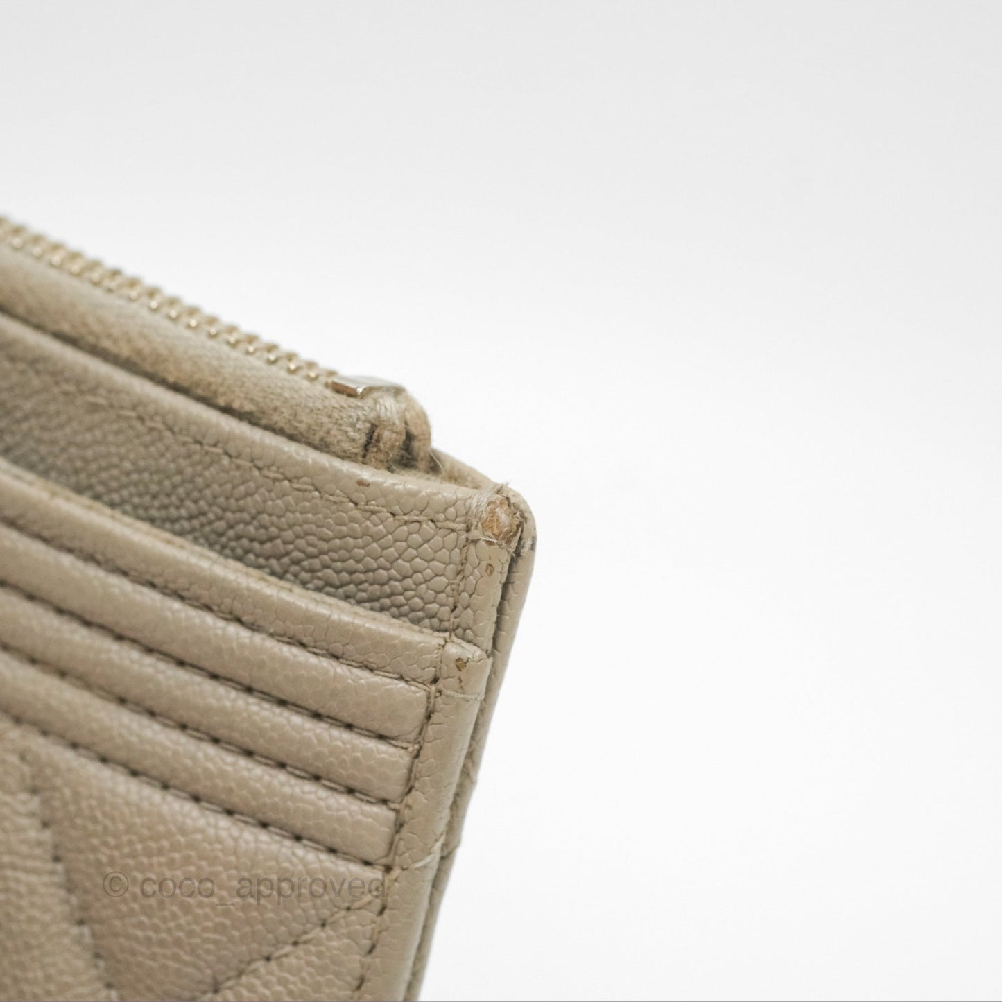 Chanel Boy Long Pouch Wallet Taupe Grey Caviar Aged Gold Hardware