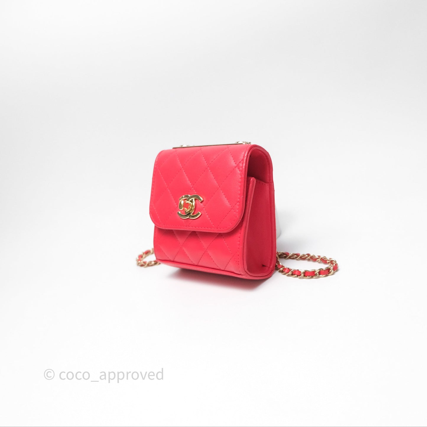 Chanel Mini Quilted Trendy CC Clutch With Chain Red Lambskin Gold Hardware
