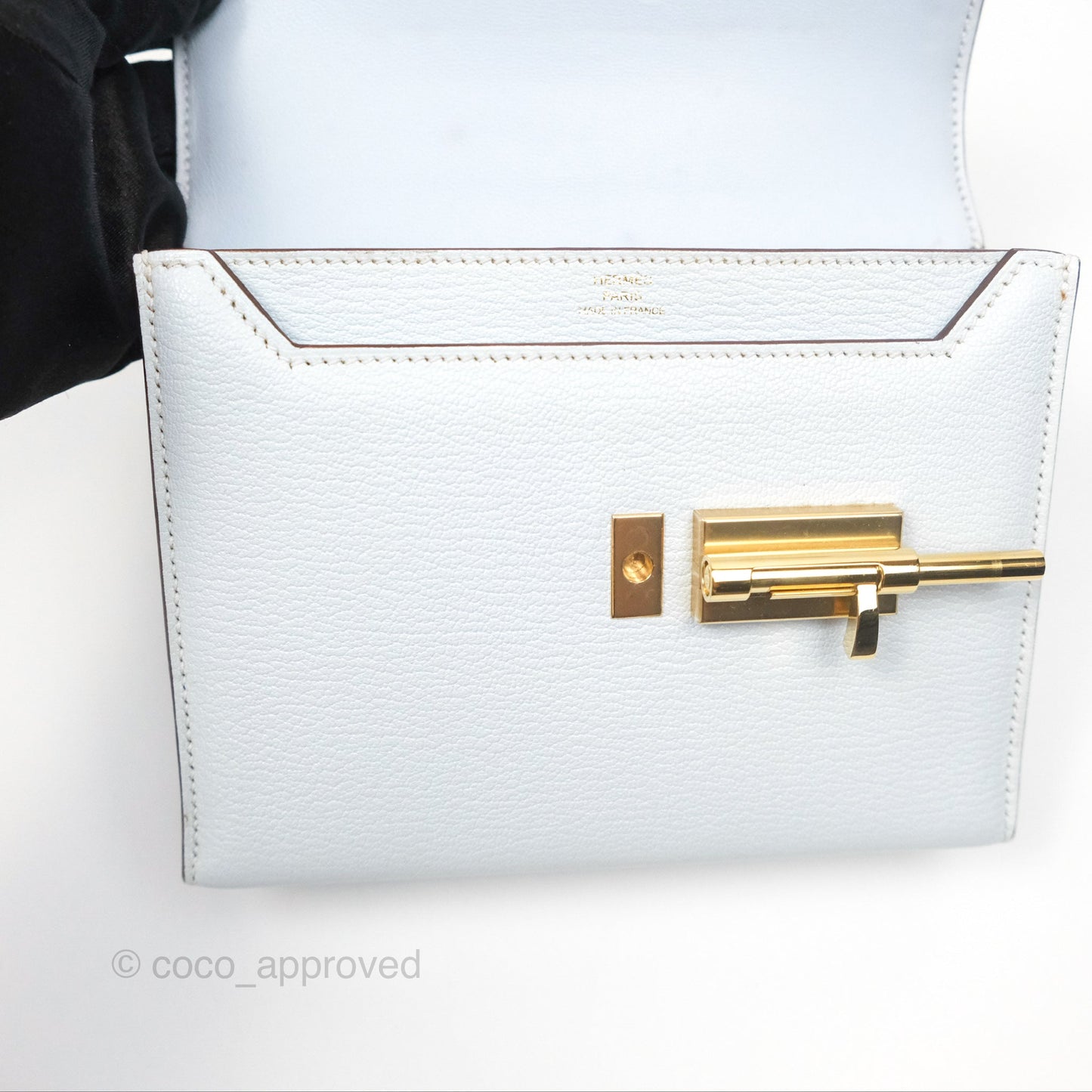 Hermes Mini Verrou Bleu Brume Chèvre Mysore Gold Hardware