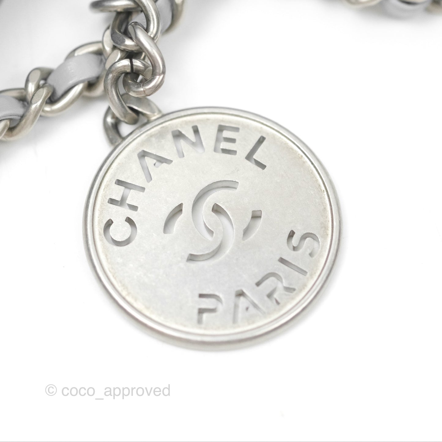 Chanel 22 Mini Bag Light Grey Shiny Crumpled Calfskin Matte Silver Hardware