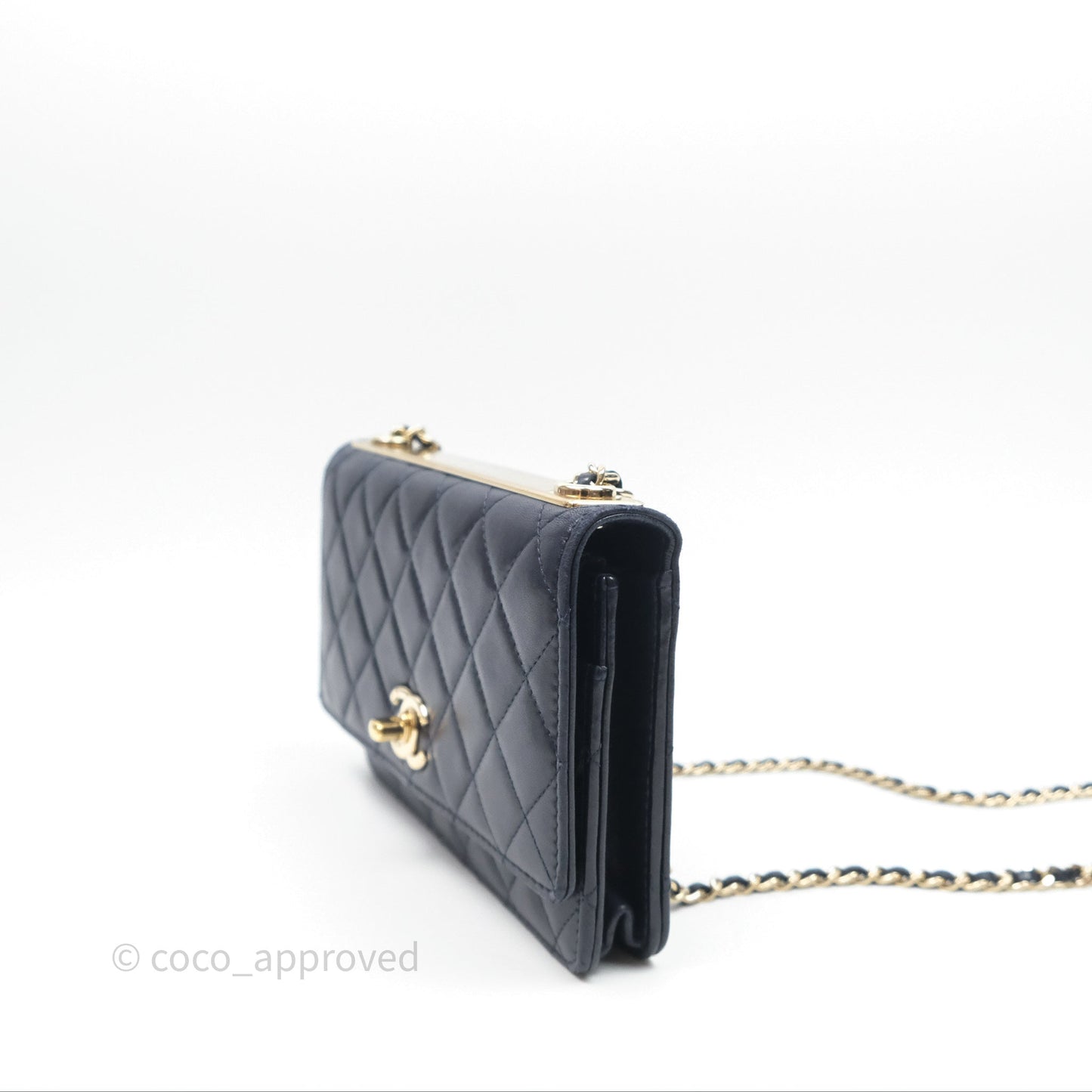 Chanel Trendy CC WOC Wallet On Chain Navy Lambskin Gold Hardware