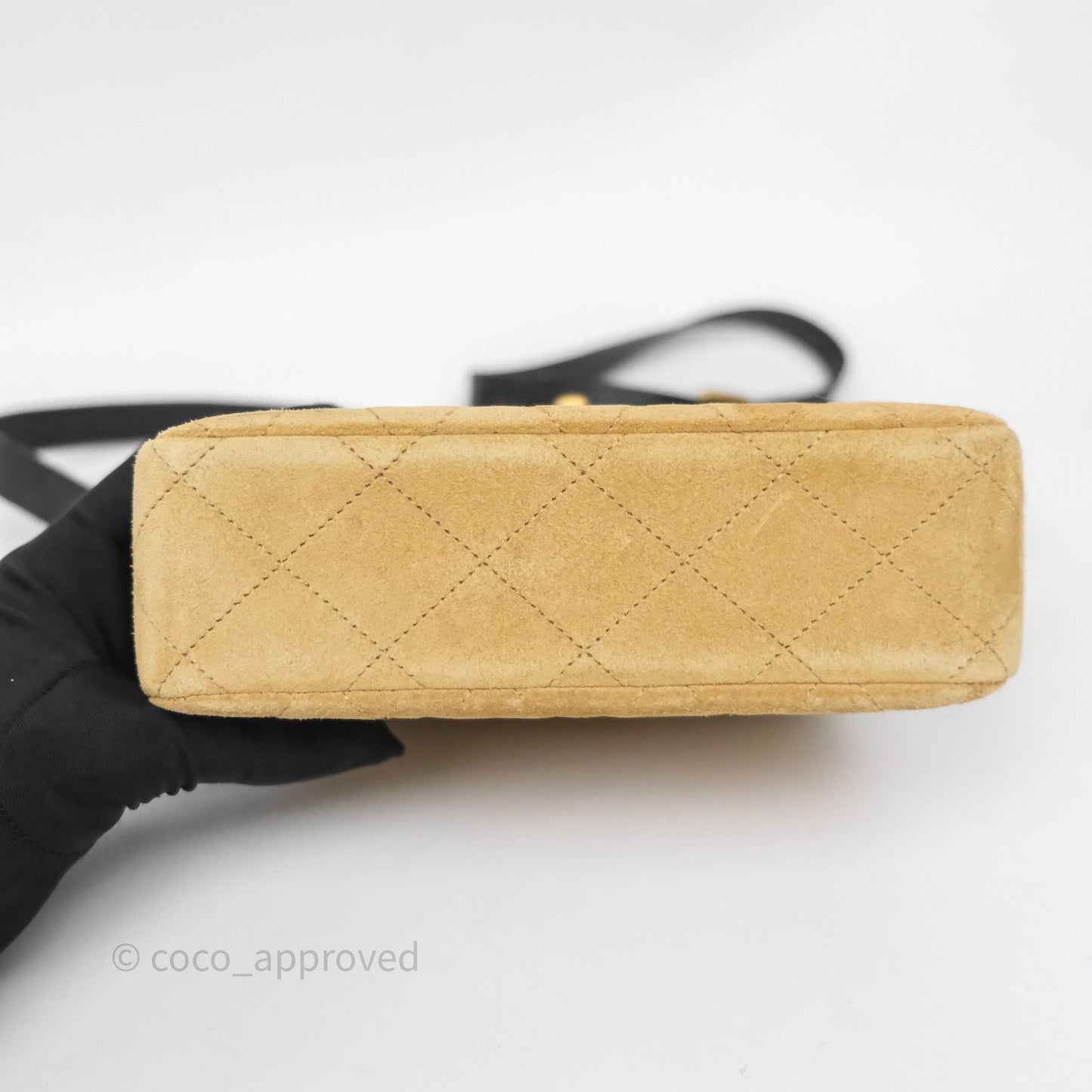 Chanel Mini Flap Bag Camel Suede/ Black Lambskin Gold Hardware