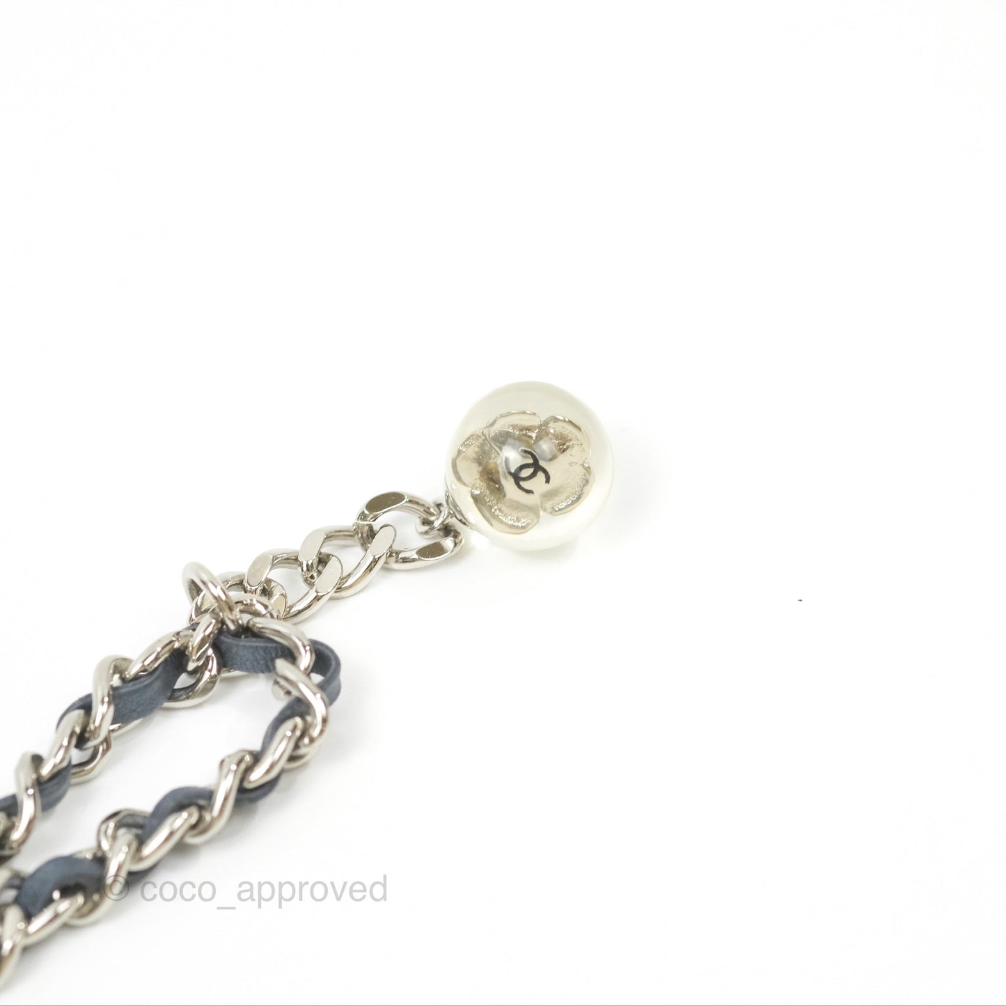 Chanel Camellia Wallet on Chain WOC Iridescent Navy Calfskin Silver Hardware