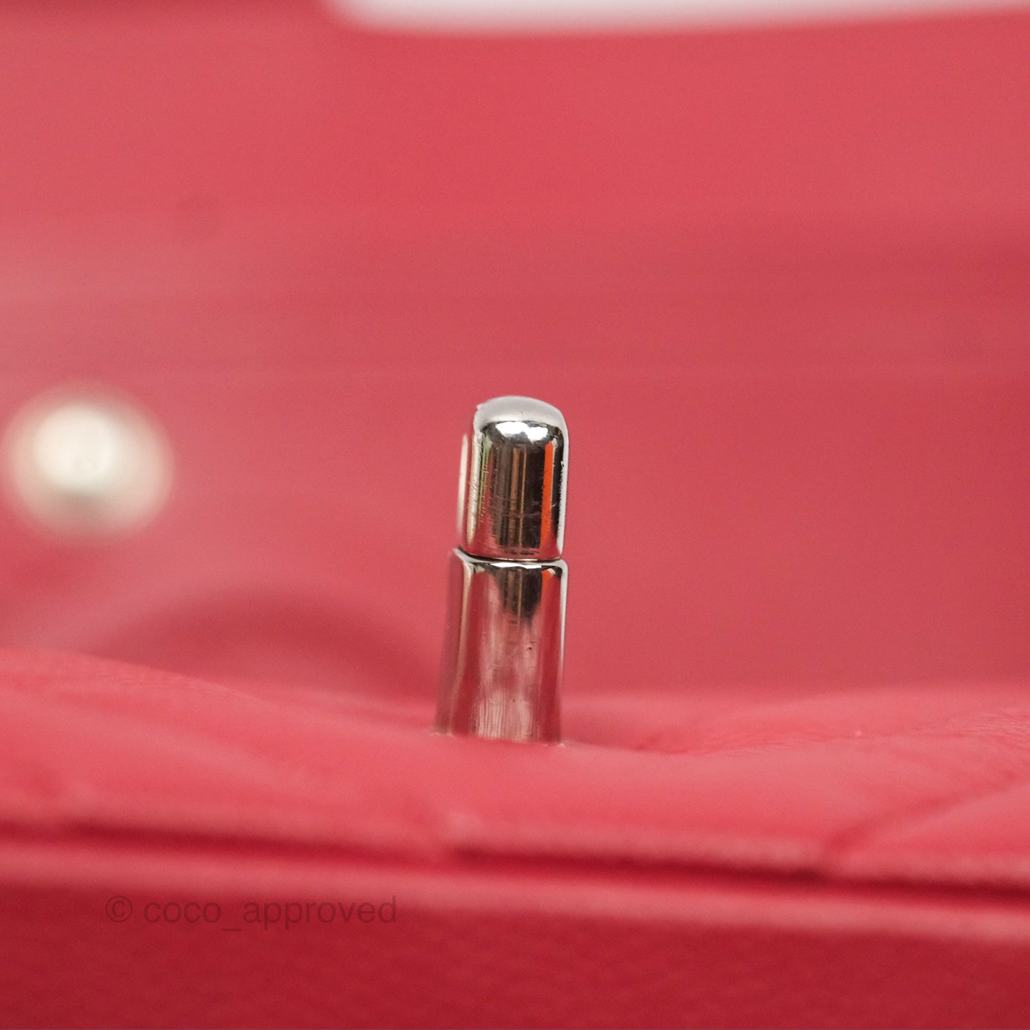 Chanel Medium Classic Flap Chevron Red Caviar Silver Hardware