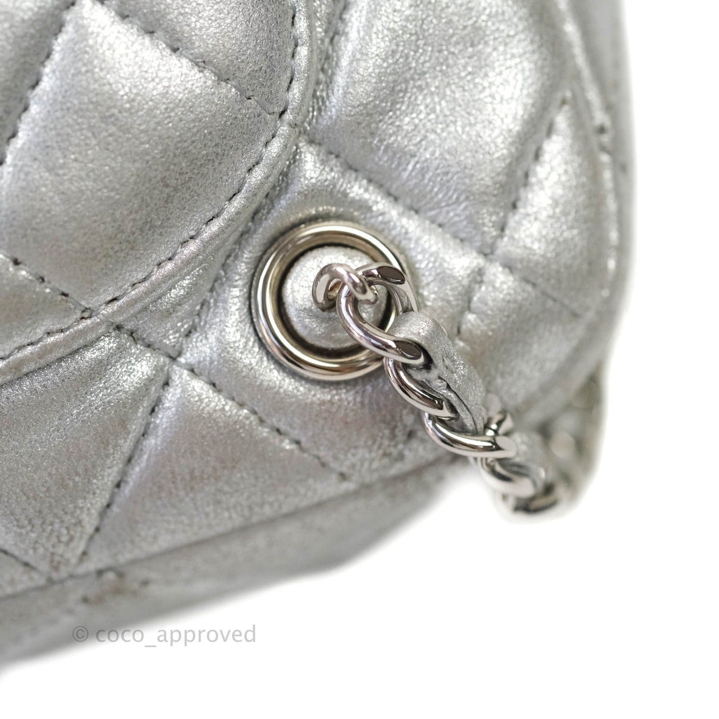 Chanel Quilted Small Metallic Silver Backpack in Seoul Lambskin Silver Hardware
