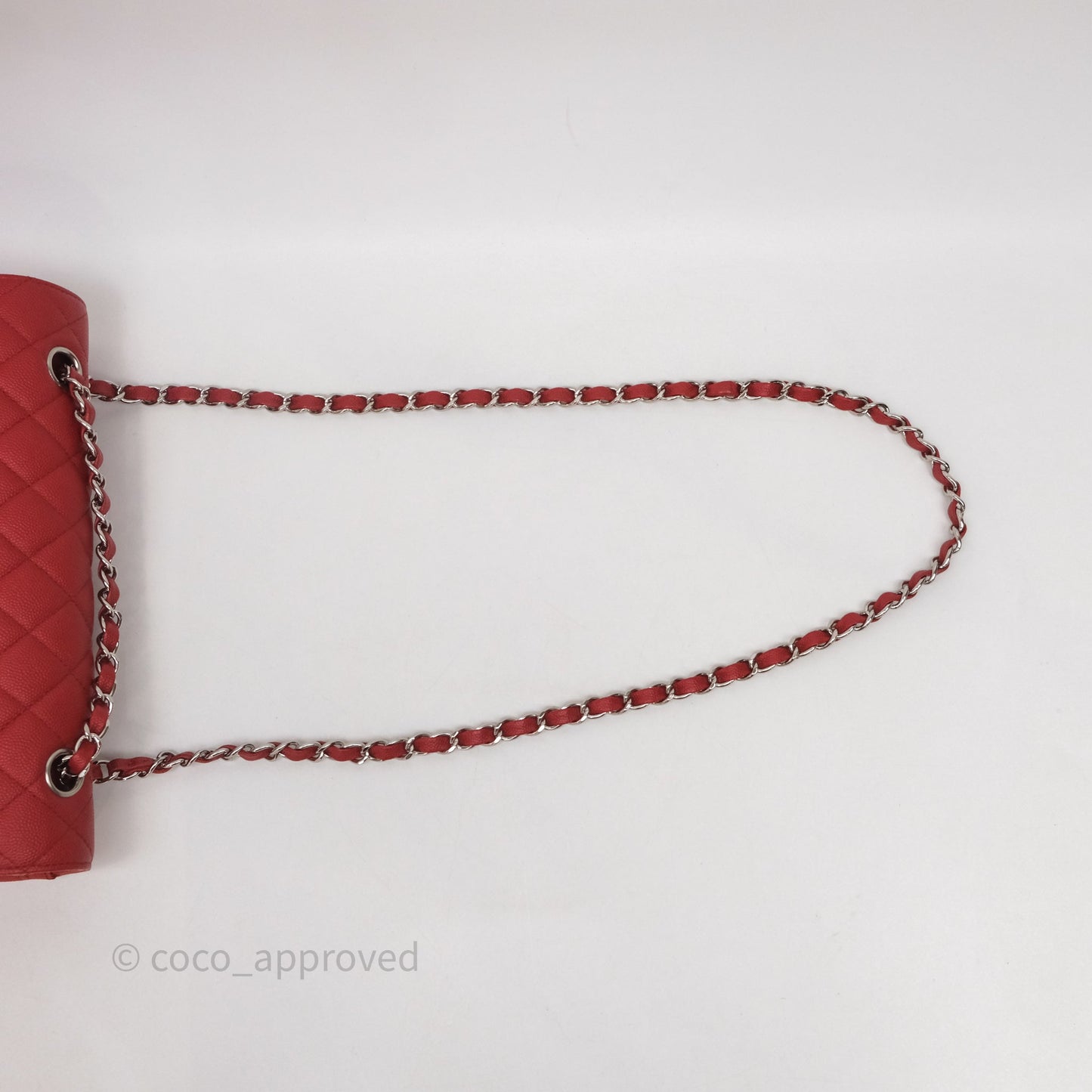 Chanel Classic M/L Medium Flap Quilted Red Caviar Silver Hardware