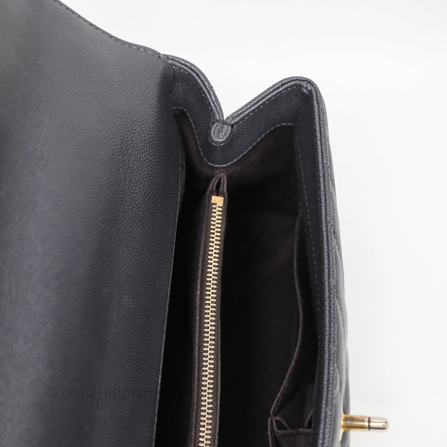 Chanel Medium Coco Handle Chevron Grey Bag Gold Hardware