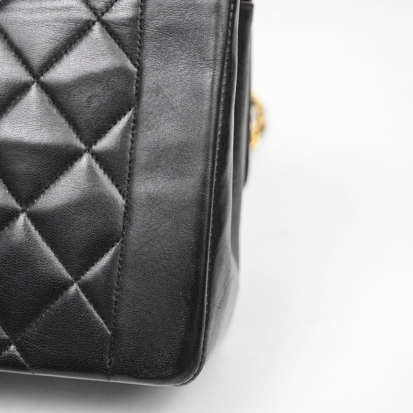 Chanel Vintage Medium Classic Diana Flap Bag Black Lambskin 24K Gold Hardware