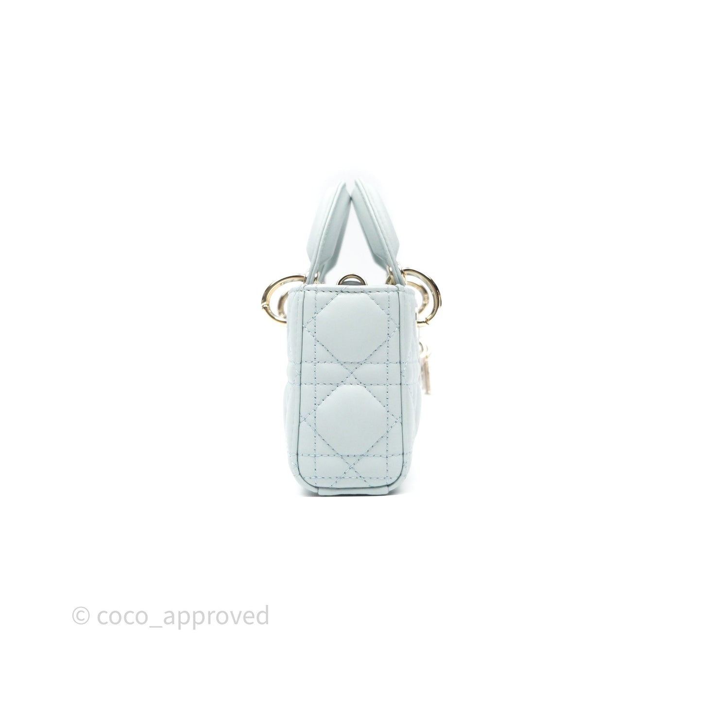 Christian Dior Micro Lady D-Joy Bag Baby Blue Lambskin Cannage Gold Hardware