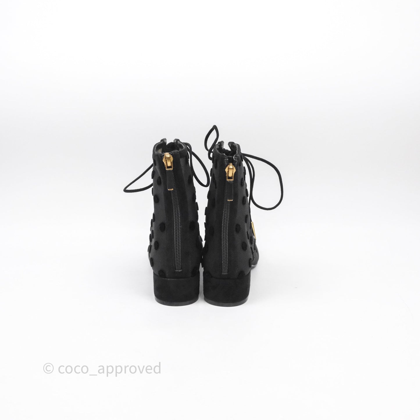 Christian Dior Mesh Polka-Dot Boots Black Size 39