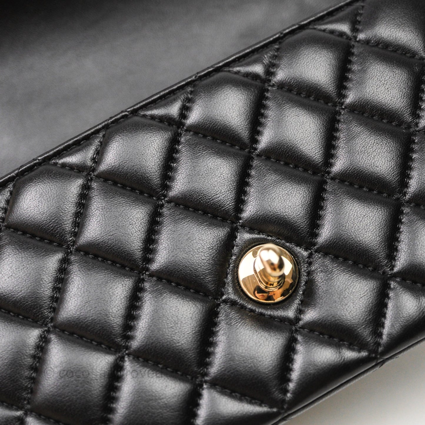 Chanel Top Handle Mini Rectangular Flap Black Lambskin Gold Hardware