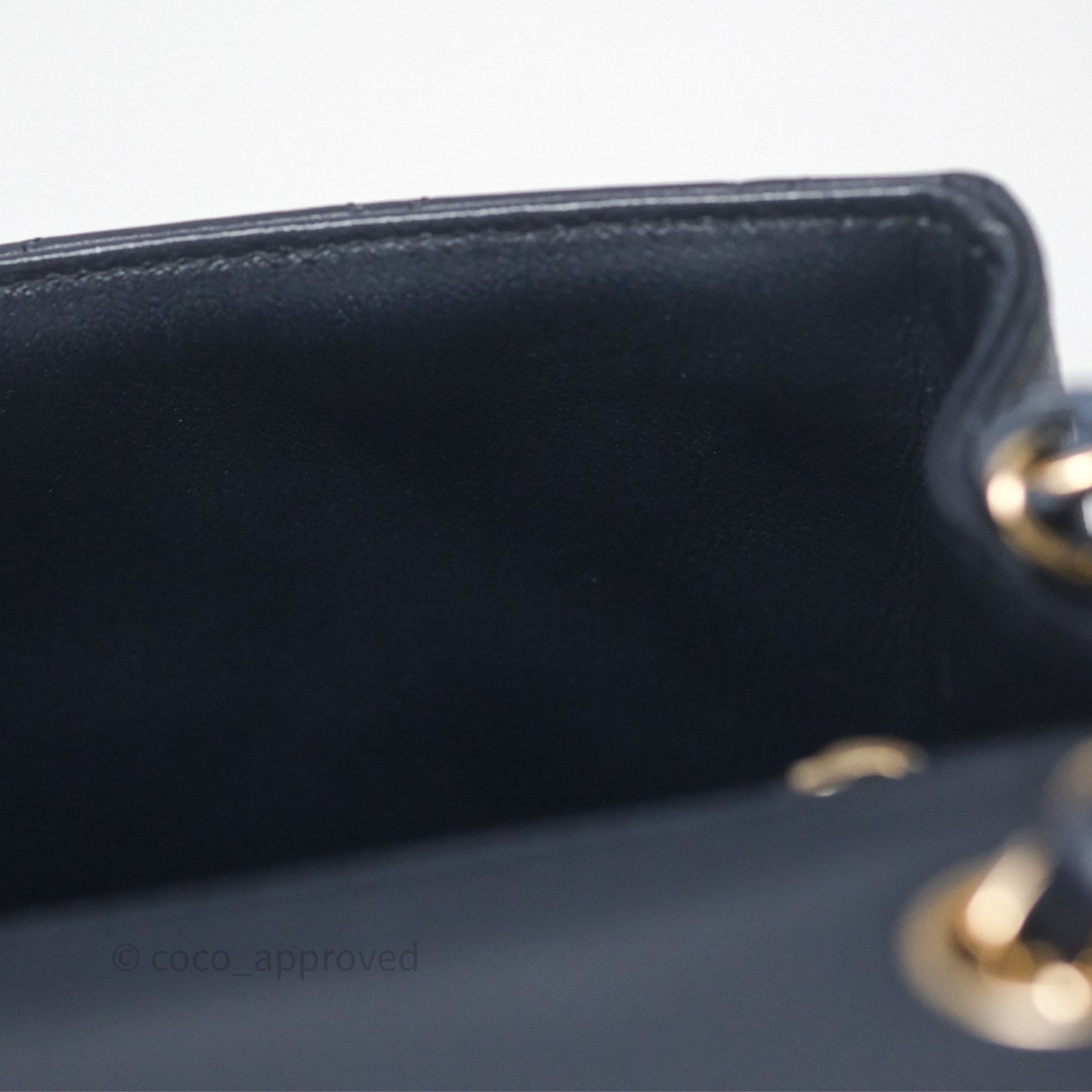 Chanel Mini Square Flap Quilted Navy Lambskin Gold Hardware