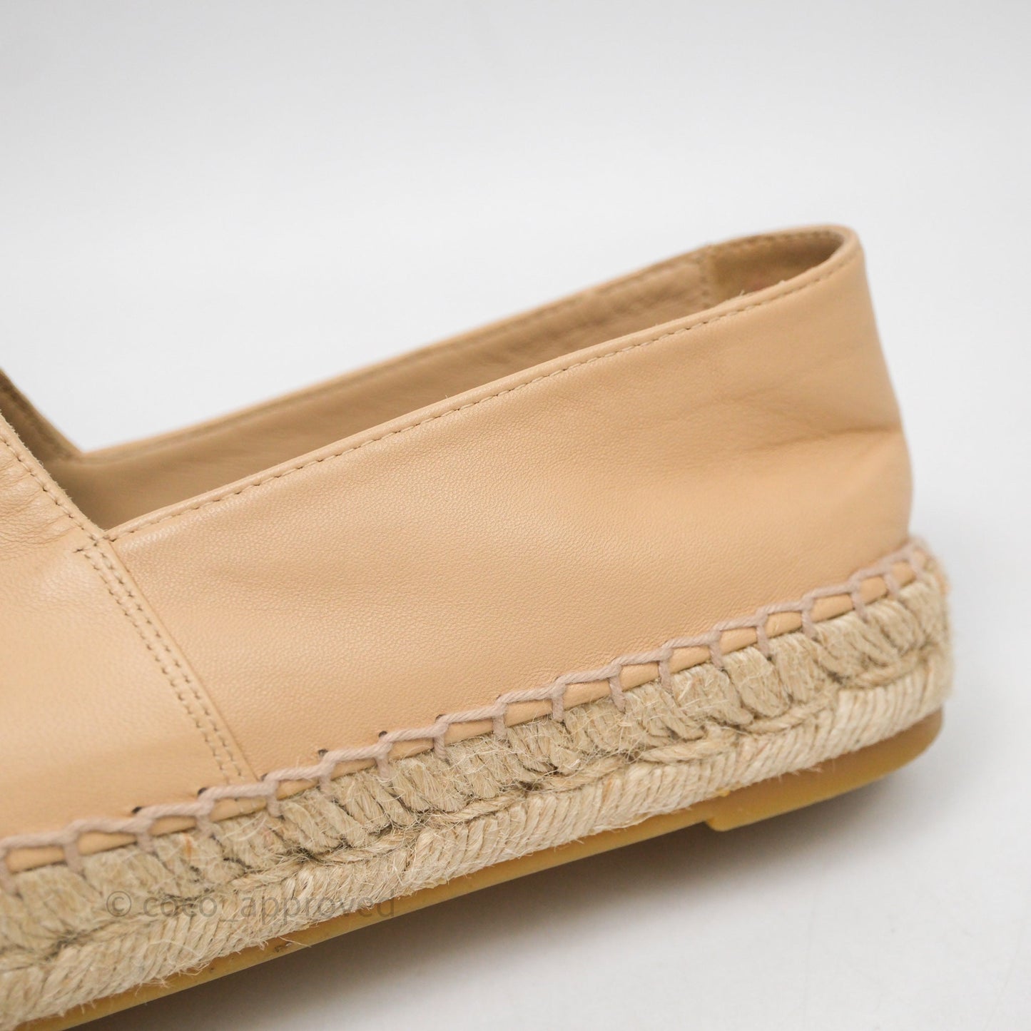 Chanel CC Espadrilles Beige Black Lambskin Size 37