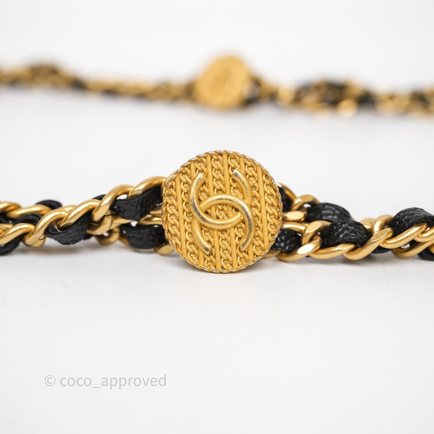 Chanel Quilted CC Coins Purse Chain Camera Case Black Caviar Aged Gold Hardware