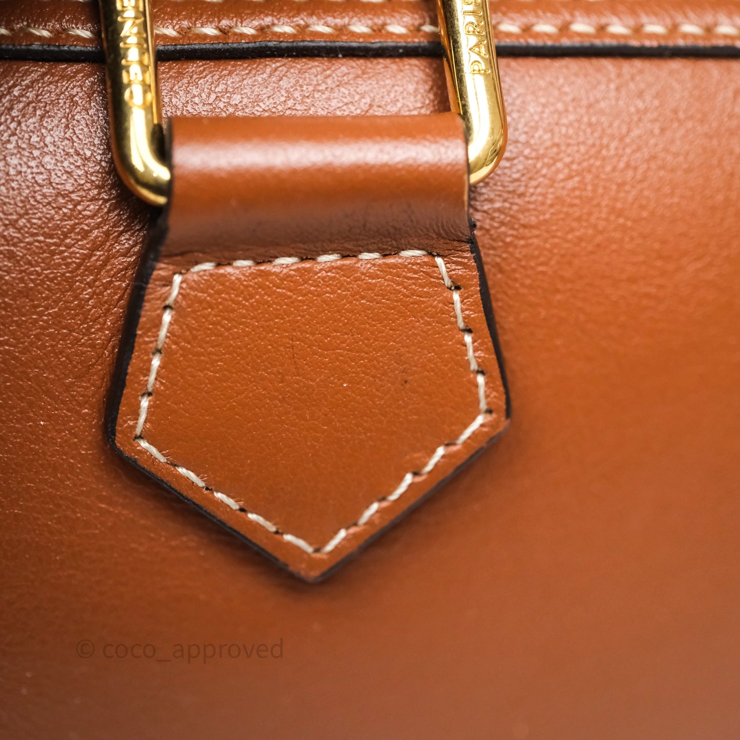 Celine Small Boston Bag Tan Calfskin Gold Hardware