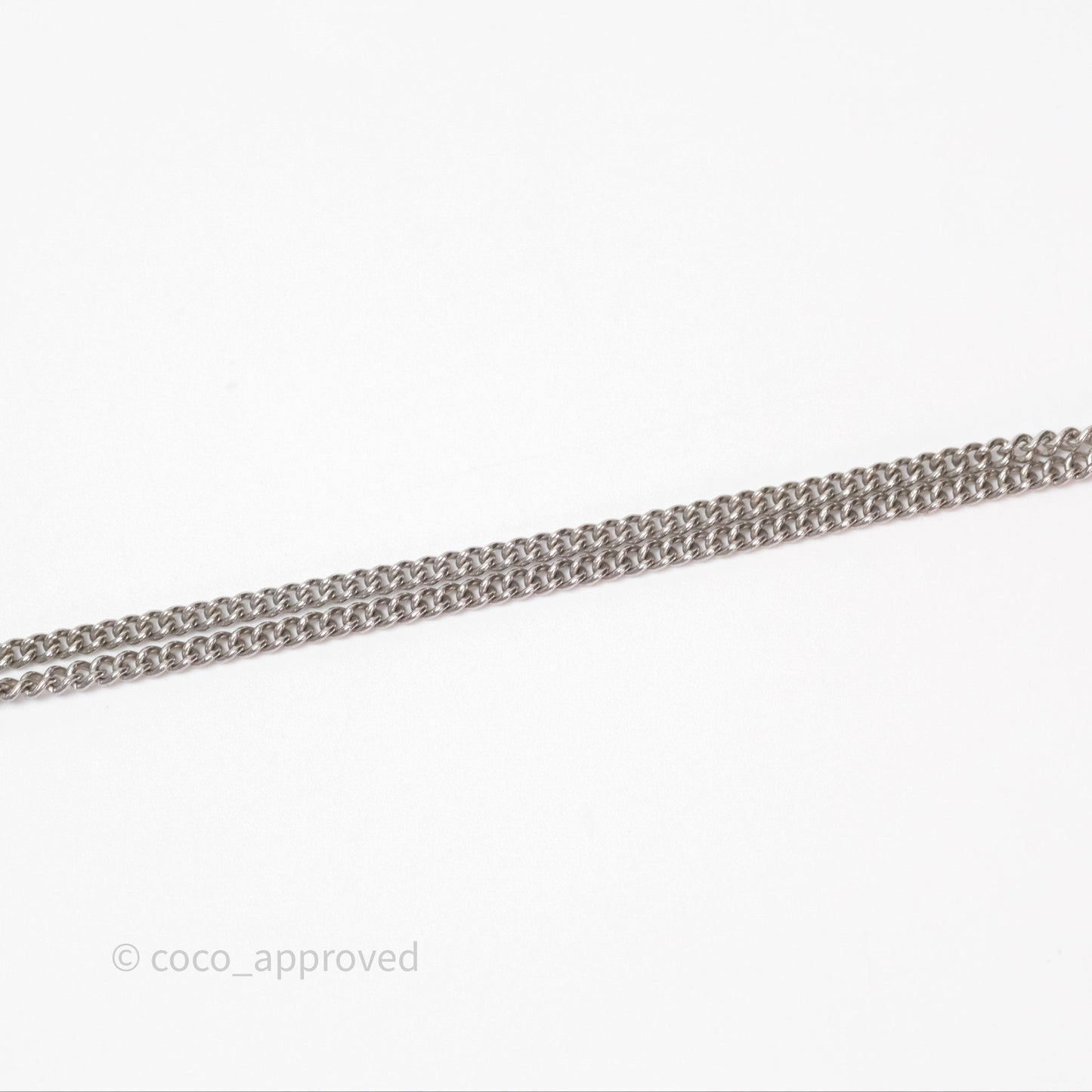 Chanel Crystal CC Long Necklace Silver Tone 15C