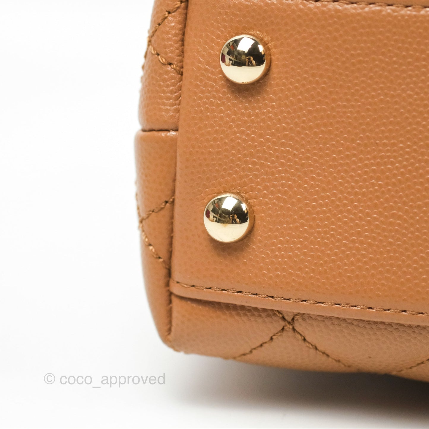Chanel Mini Coco Handle Dark Beige Caviar Lizard Handle Gold Hardware