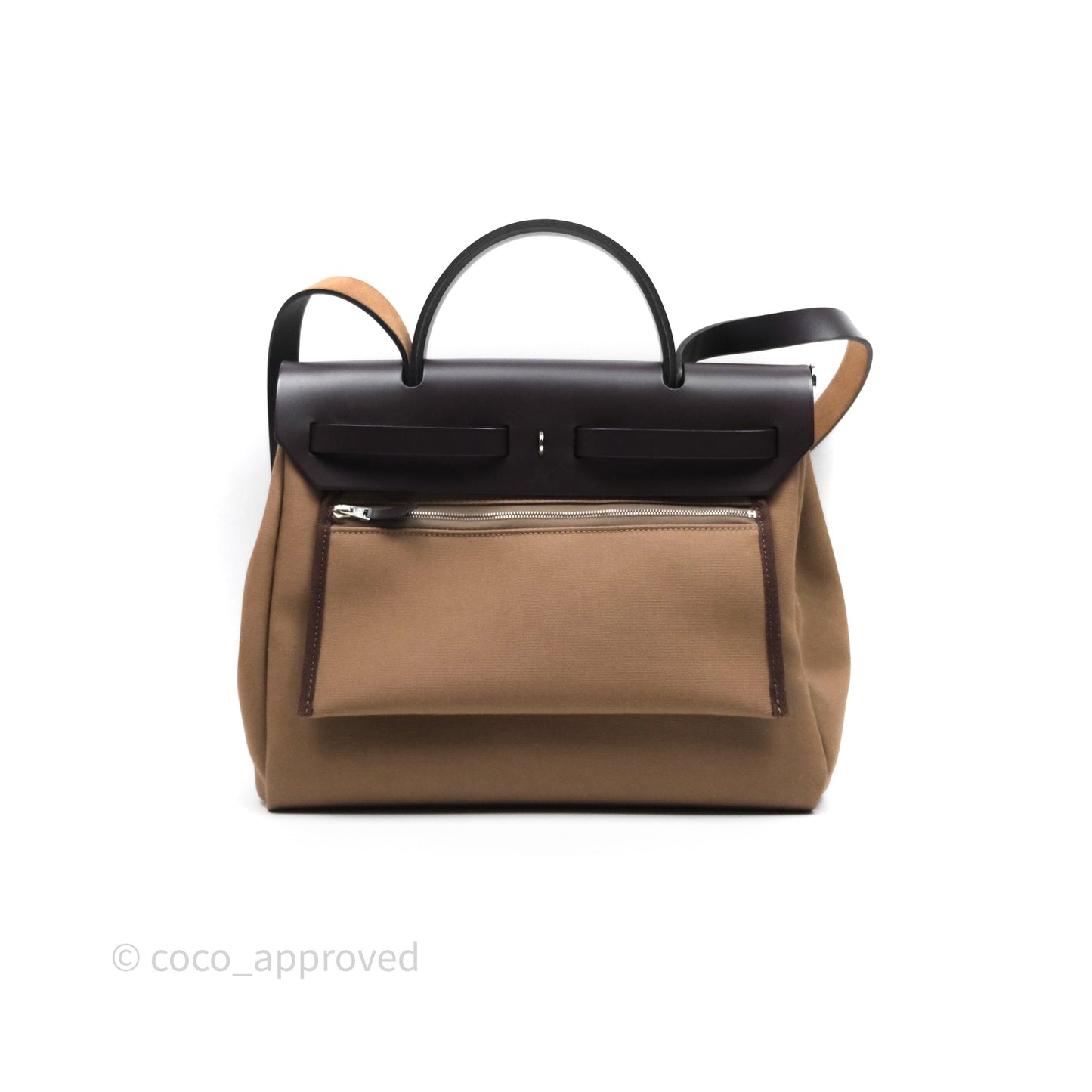 Hermès Herbag Zip 31 Retourne Etoupe 18/ Ebene 46 Canvas Palladium Hardware