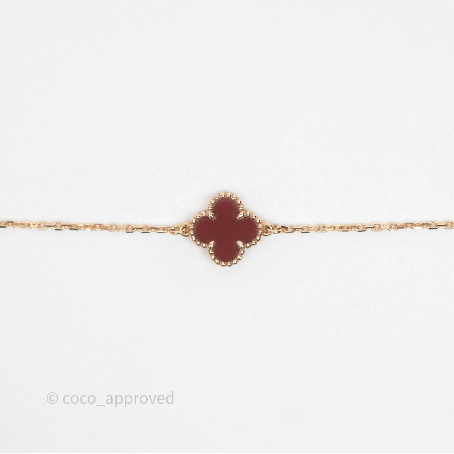 Van Cleef & Arpels Sweet Alhambra Bracelet Rose Gold Red Carnelian