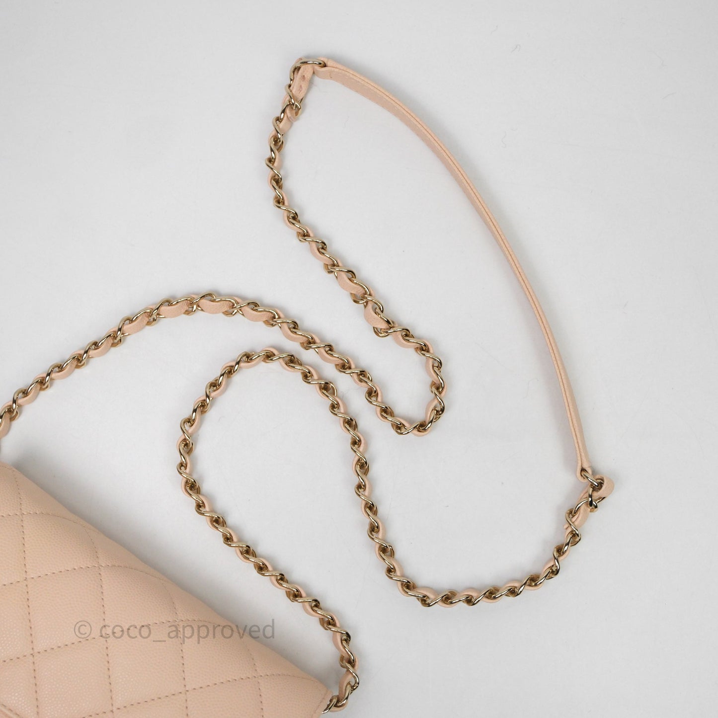 Chanel Small Like The Wallet Flap Quilted Light Beige Pink Caviar Gold Hardware 22C