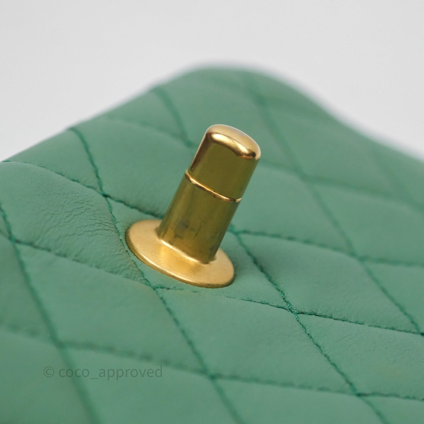 Chanel Pearl Crush Mini Square Quilted Green Lambskin Aged Gold Hardware