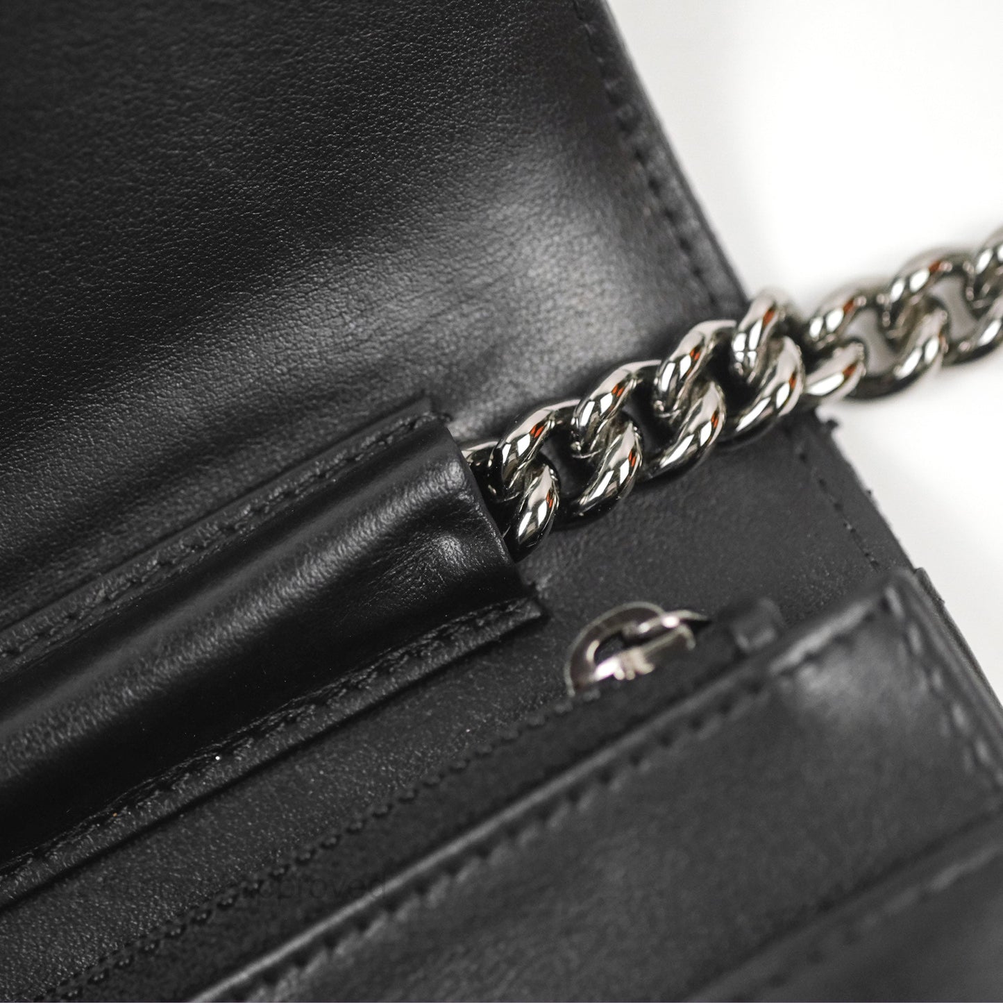 Chanel Quilted Boy Wallet on Chain WOC Black Aged Calfskin Gun Metal