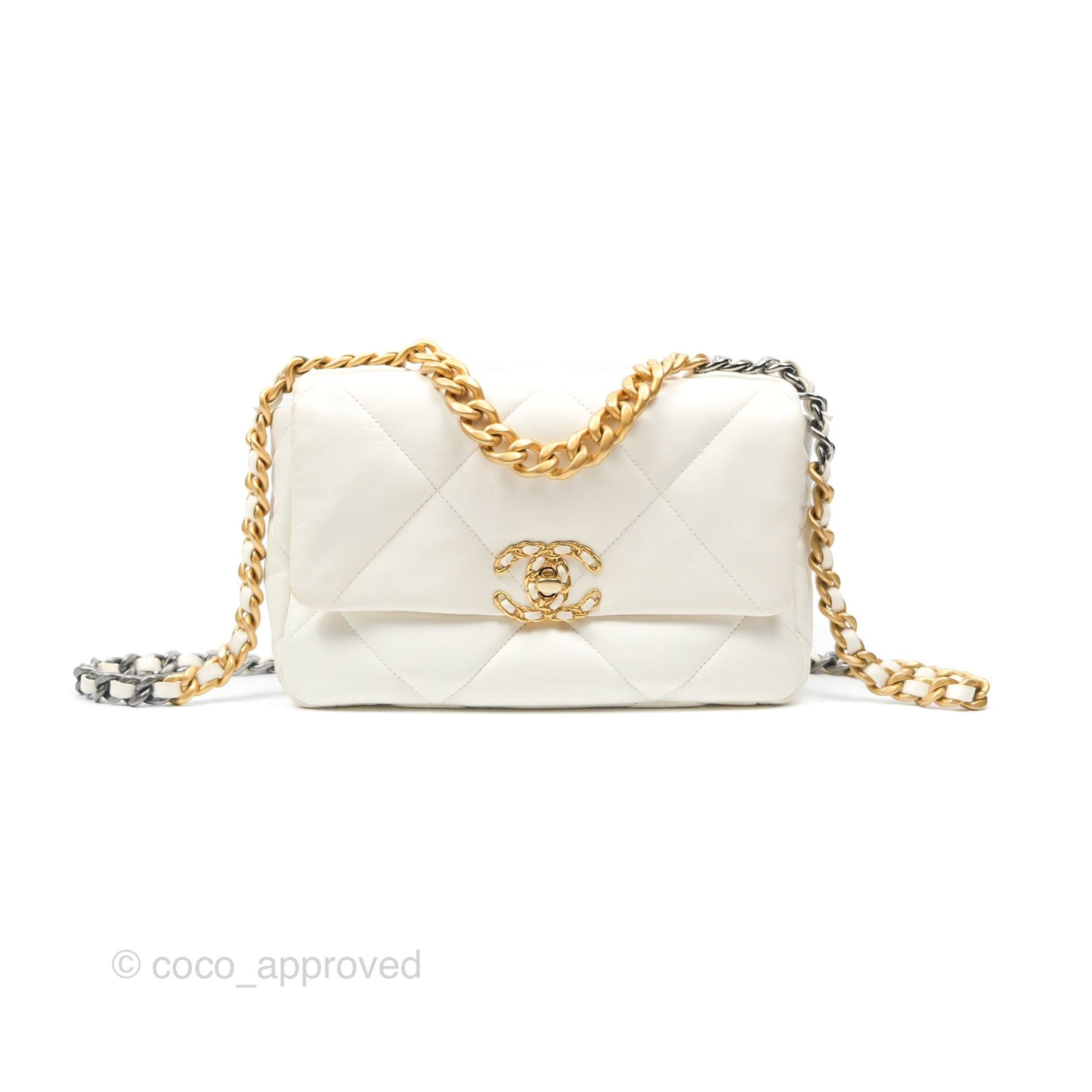 Chanel 19 Small Ivory White Lambskin Mixed Hardware
