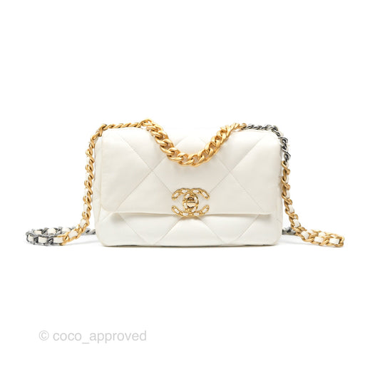 Chanel 19 Small Ivory White Lambskin Mixed Hardware