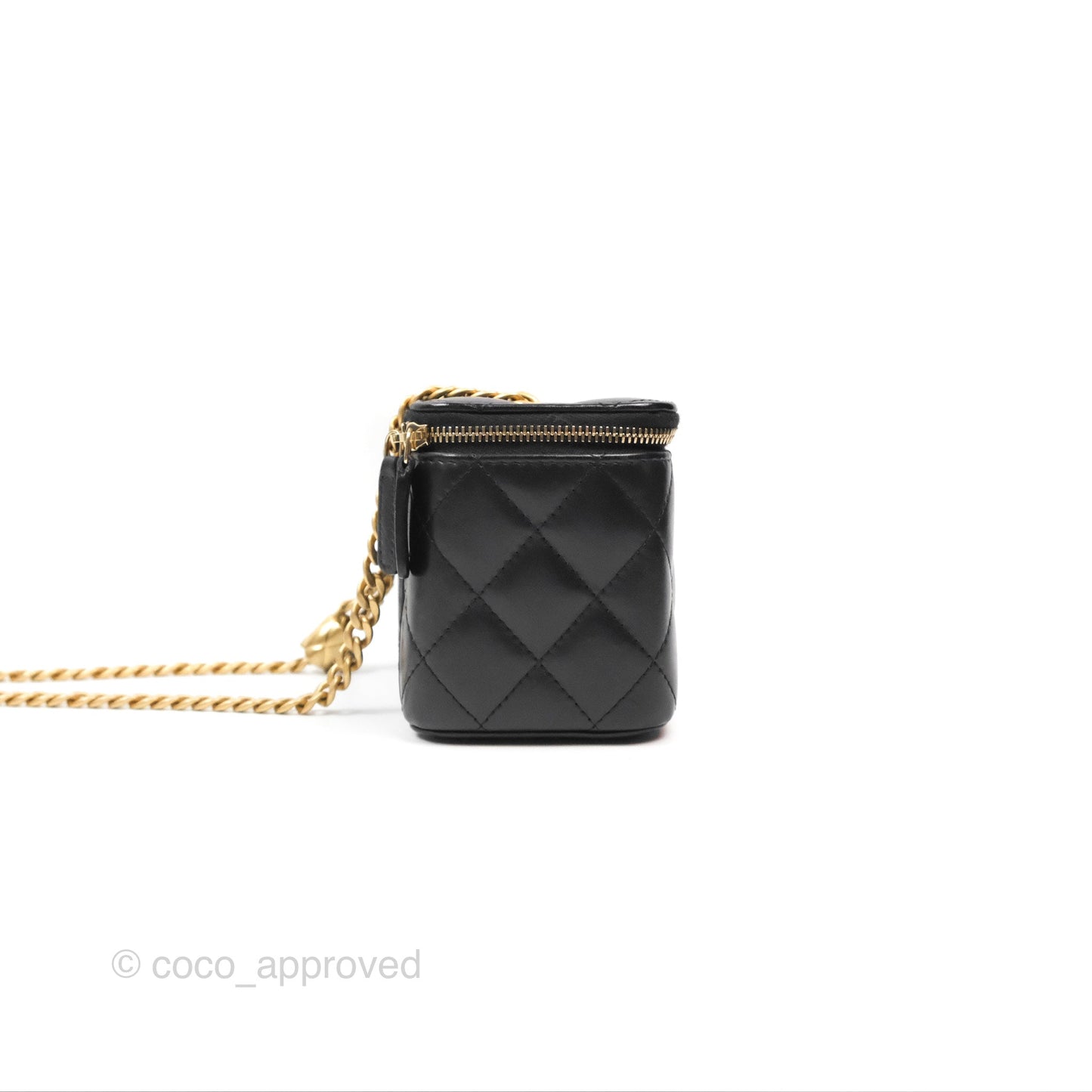 Chanel All Slide Vanity with Adjustable Chain Black Lambskin Aged Gold Hardware