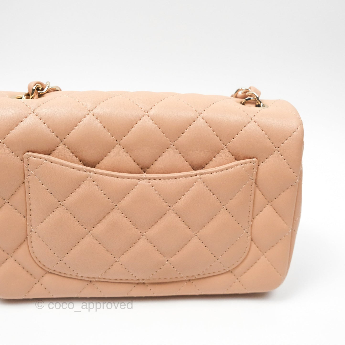 Chanel Mini Rectangular Quilted Beige Lambskin Gold Hardware
