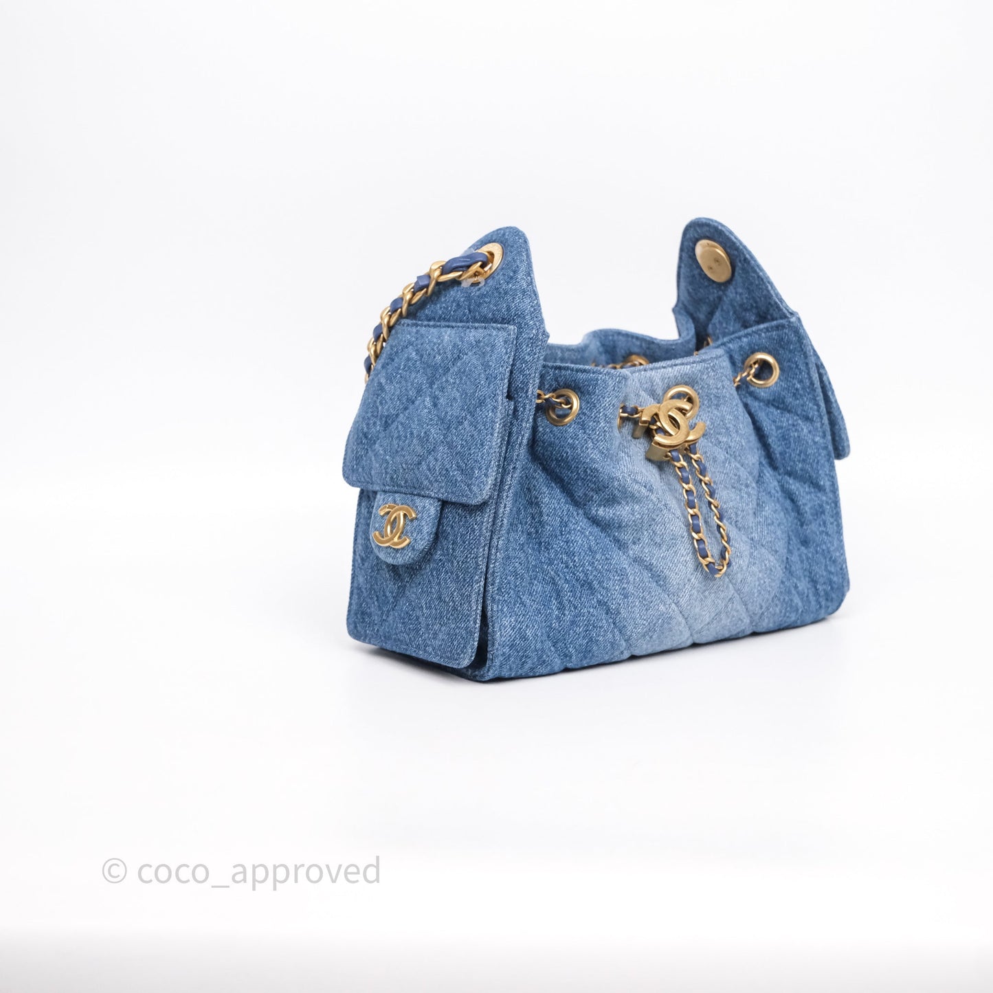 Chanel 25 Mini Washed Denim Aged Gold Hardware