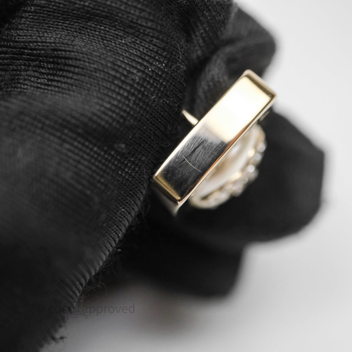 Chanel Crystal CC Pearl Square Earrings Gold Tone 23S