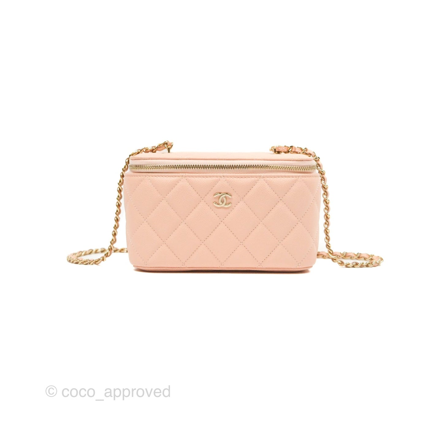 Chanel Vanity Rectangular Pink Beige Caviar Gold Hardware