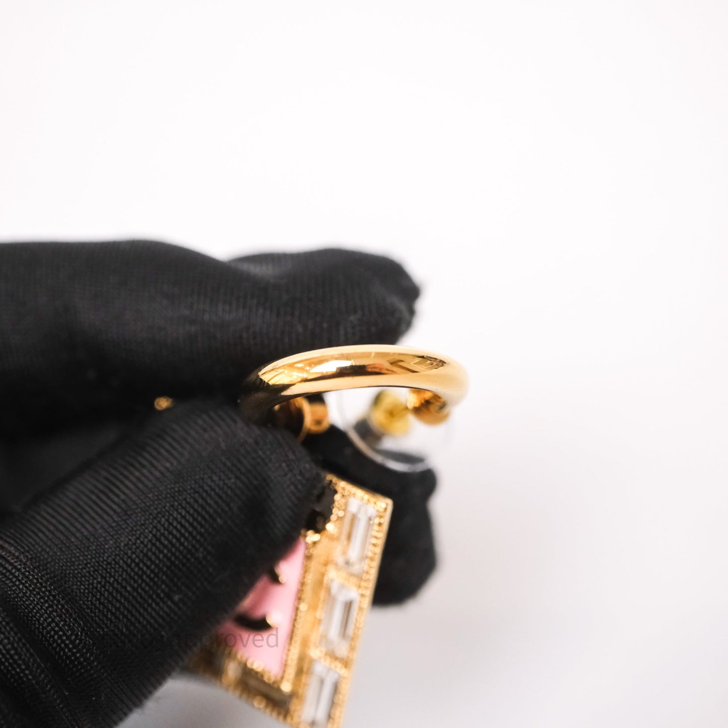 Chanel Drop Square CC Earrings Pink Gold Tone 24S