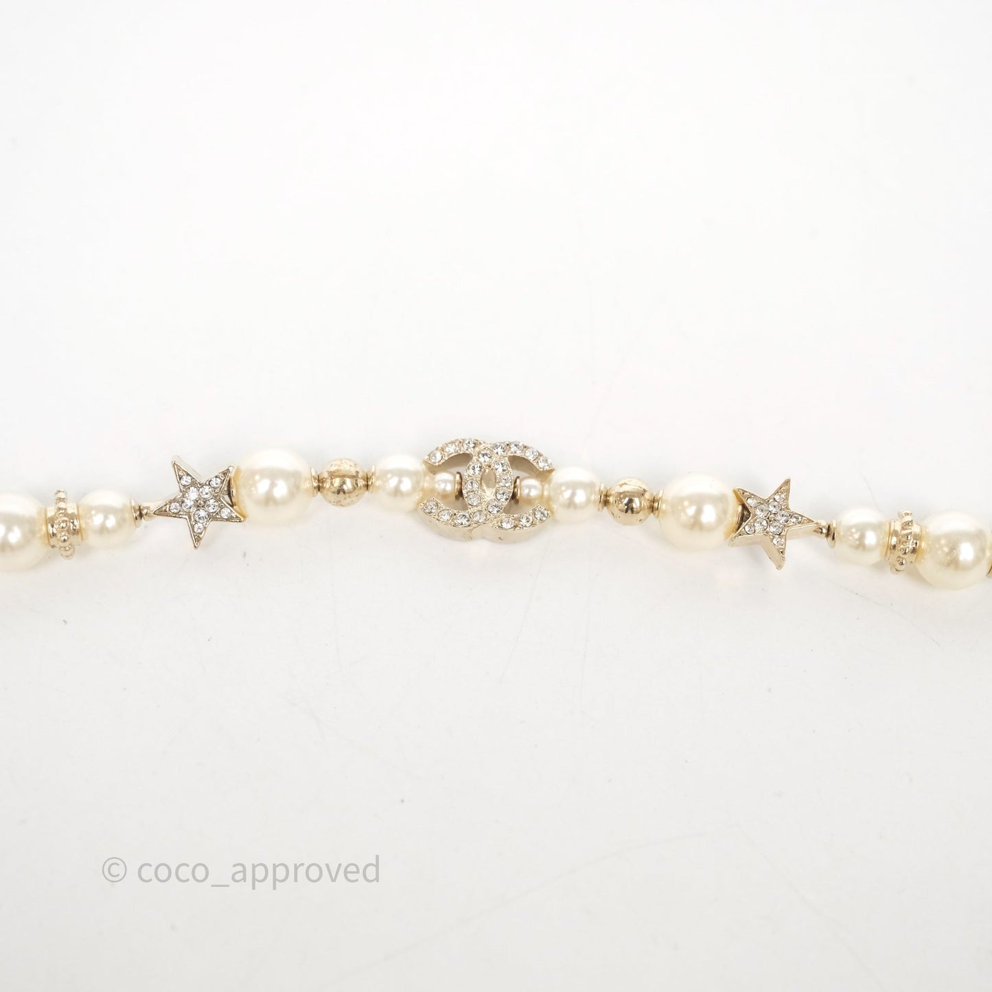 Chanel Crystal CC Star Pearl Choker Gold Tone 23A