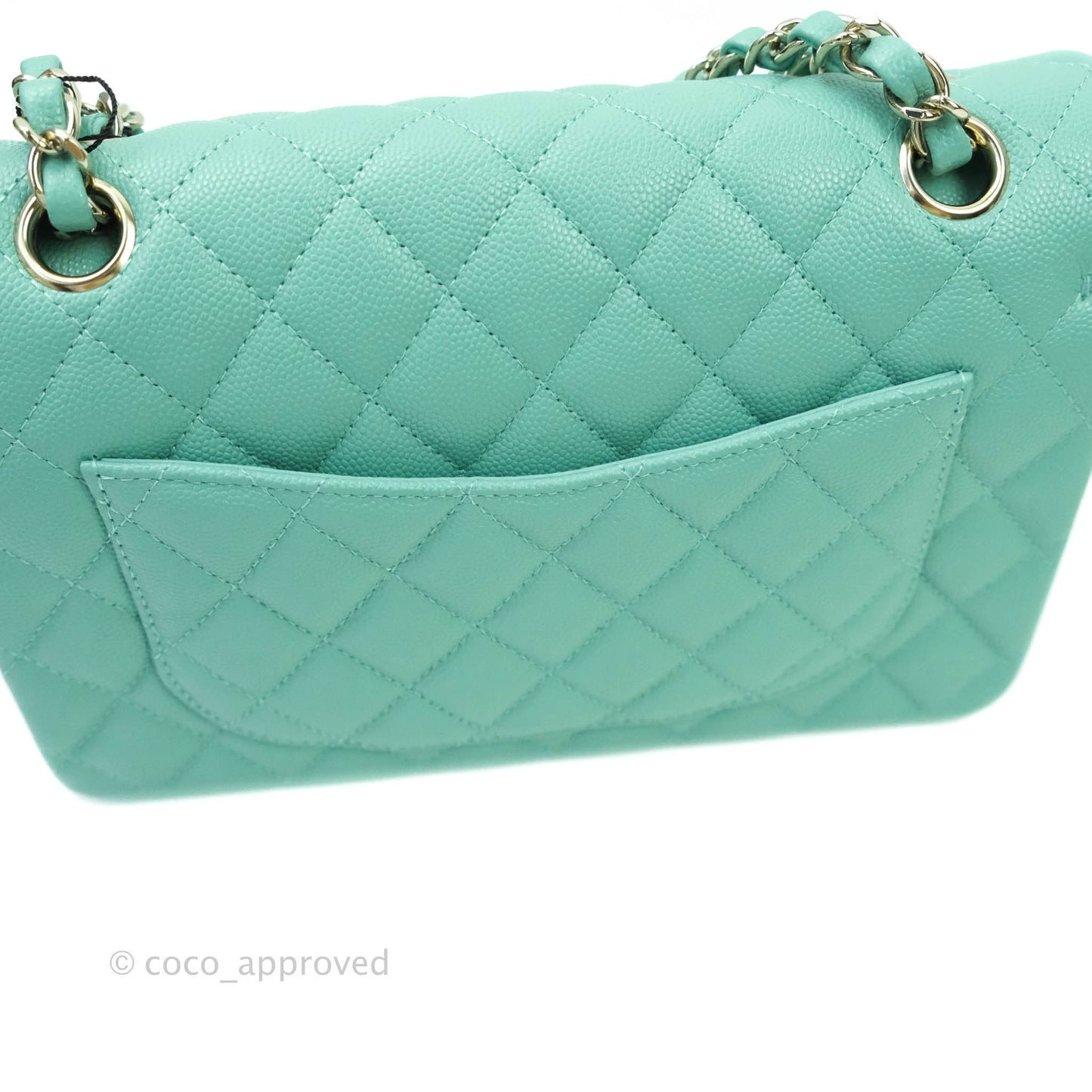 Chanel Classic Small S/M Flap Tiffany Blue Mint Caviar Gold Hardware 21S