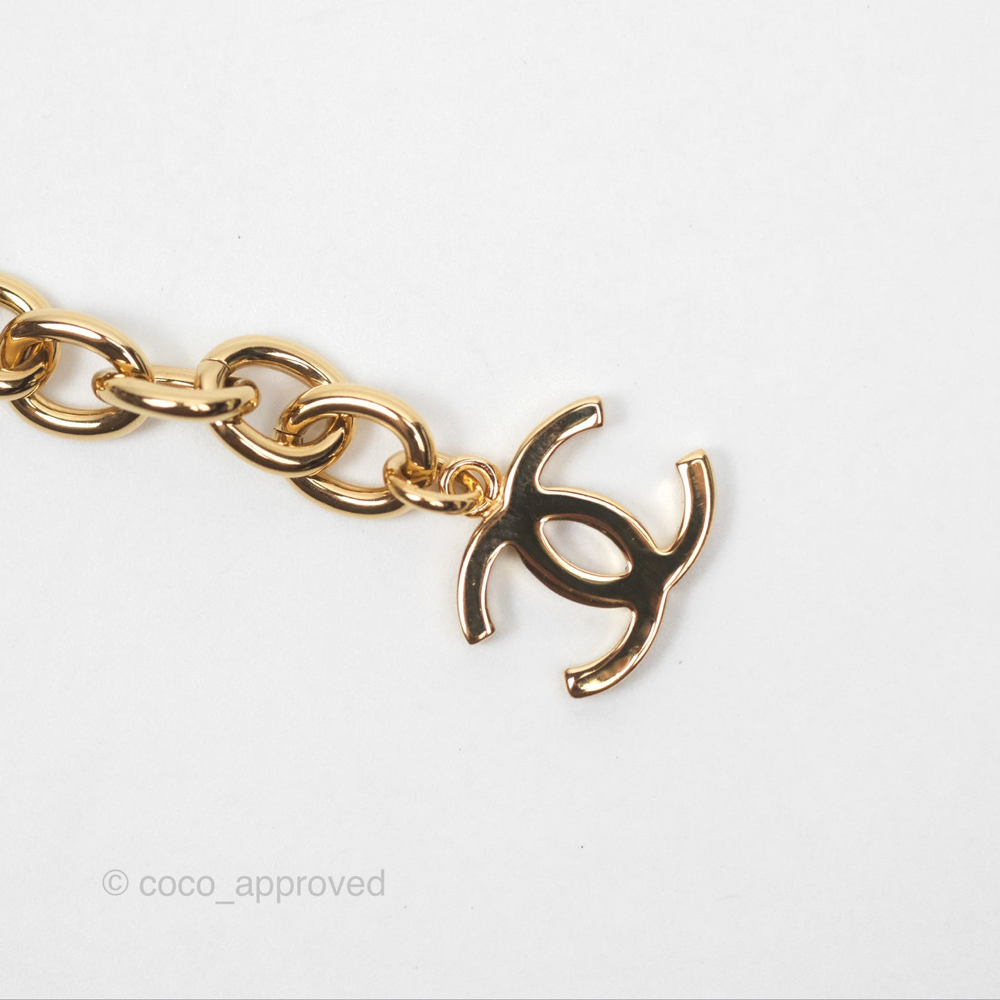 Chanel Black CC Heart Lucky Clover Chain Belt Gold Tone 24P
