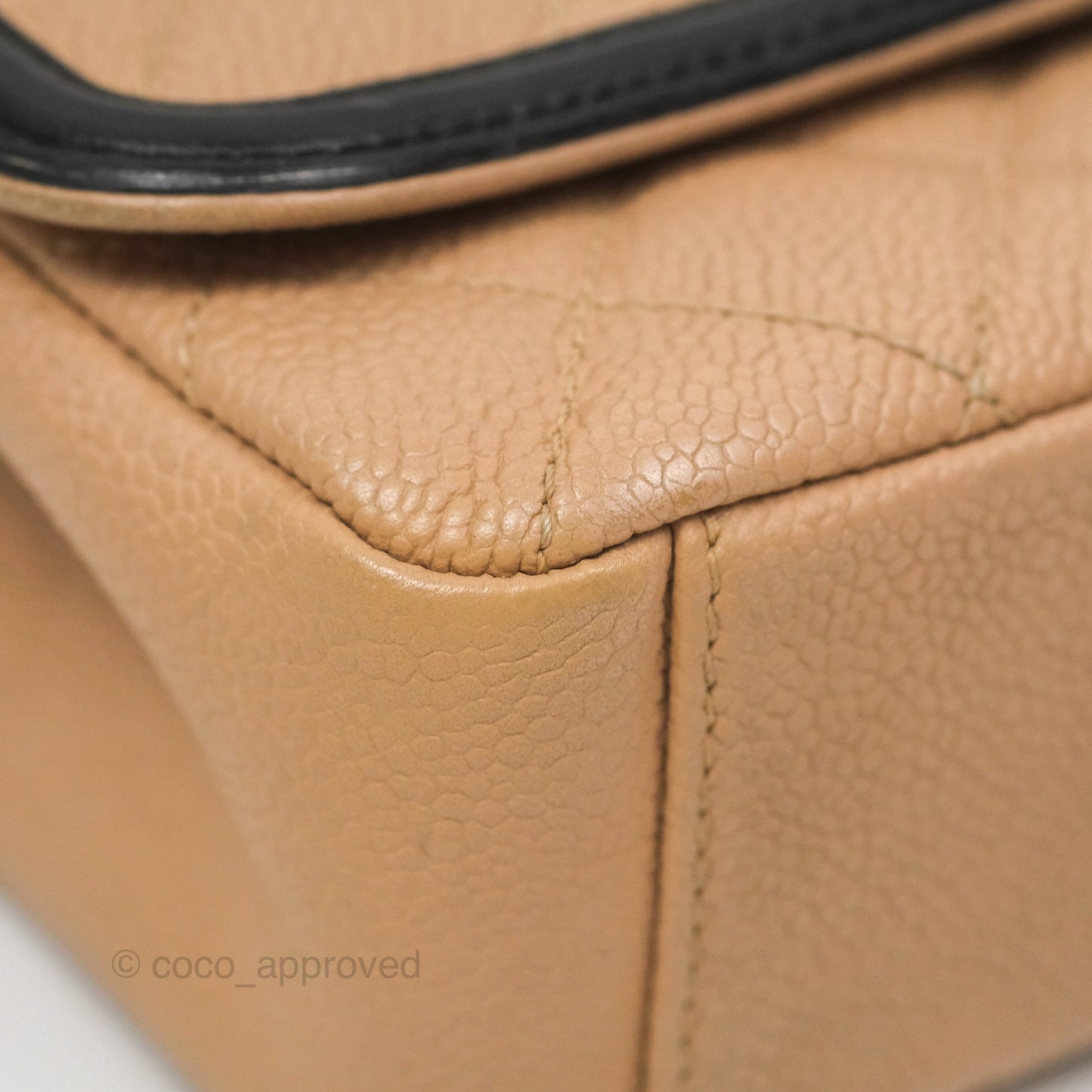 Chanel Small CC Filigree Flap Quilted Beige Black Caviar