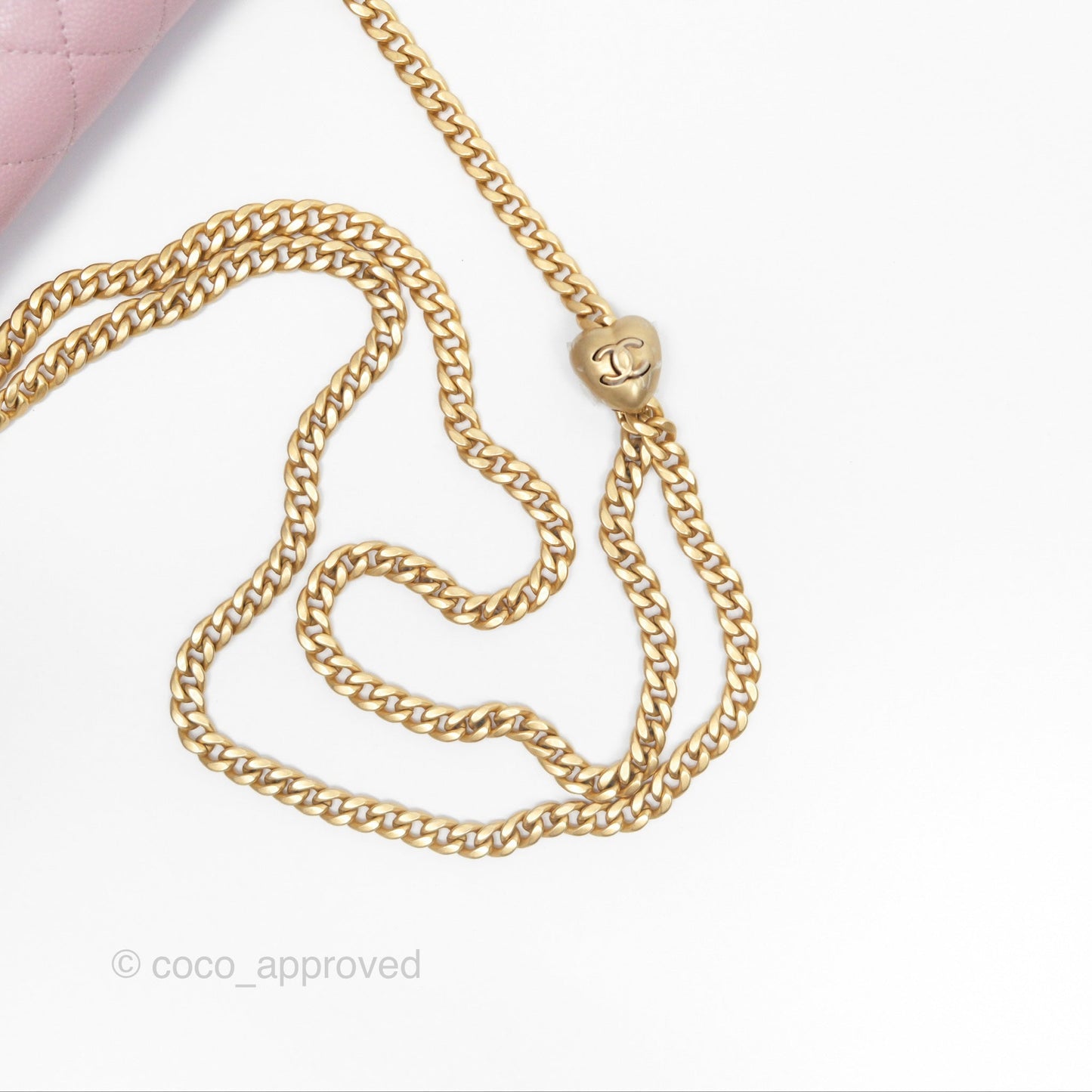 Chanel Heart Adjustable Chain WOC Dusty Pink Caviar Aged Gold Hardware