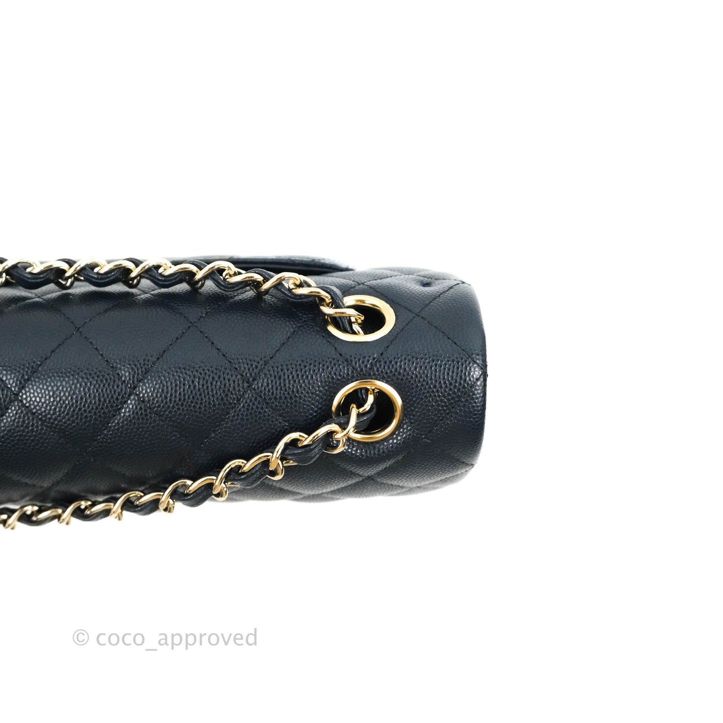 Chanel Classic Small S/M Flap Navy Blue Caviar Gold Hardware 21P