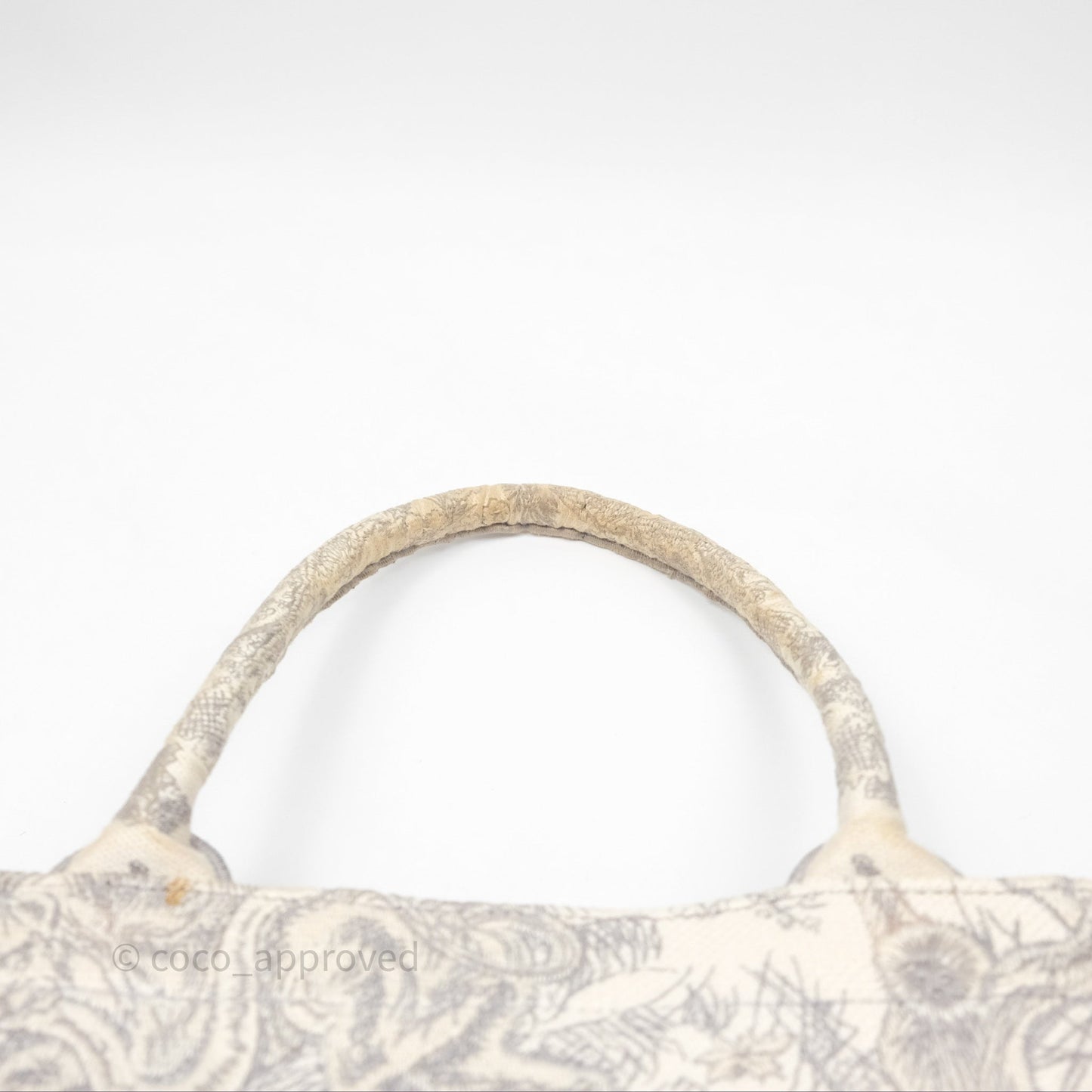 Christian Dior Medium (Old Small) Embroidered Toile De Jouy Light Grey Canvas Book Tote
