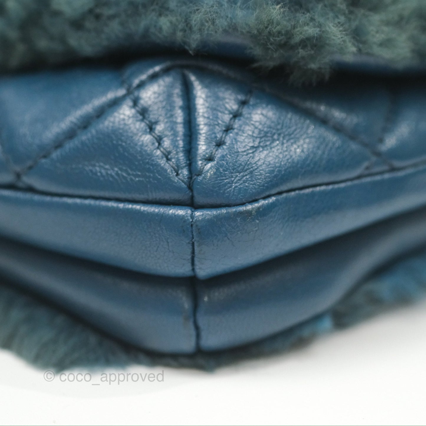Chanel Top Handle Bag Green Blue Orylag Fur 17A