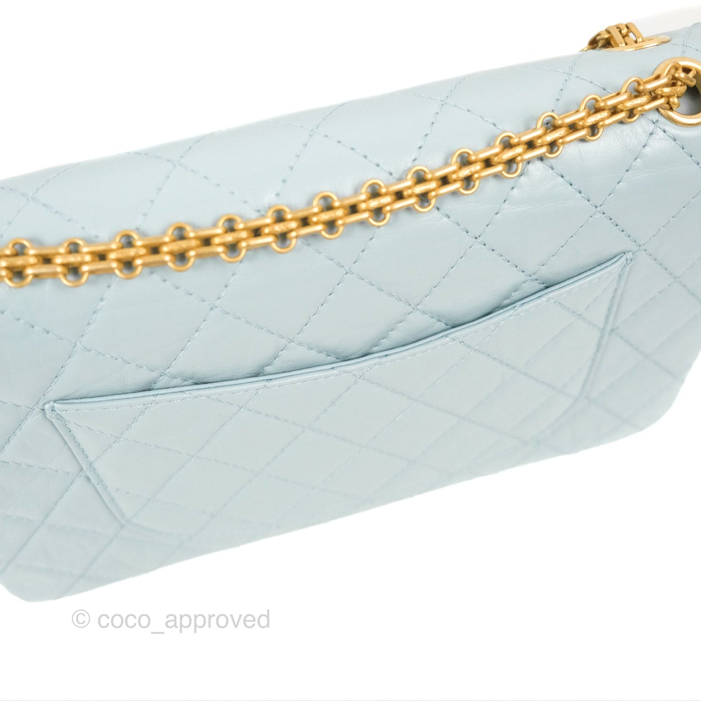 Chanel Reissue 226 Quilted Light Blue Aged Calfskin Gold Hardware