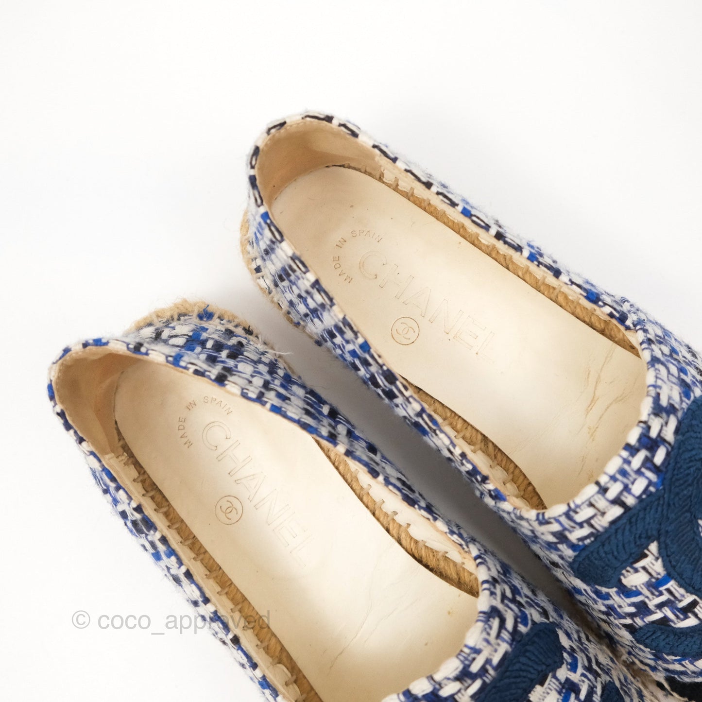 Chanel Espadrille Blue Tweed Size 38