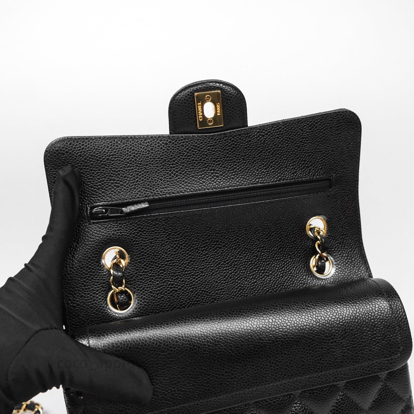 Chanel Small Classic Flap Quilted Black Caviar Gold Hardware