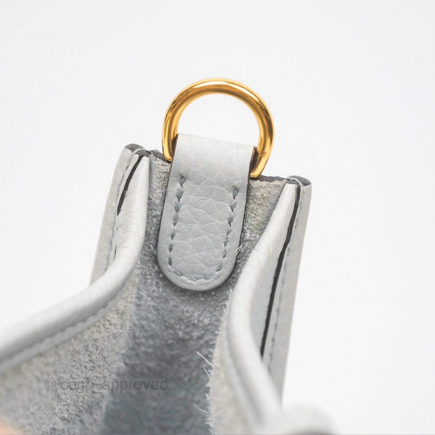 Hermès Mini Evelyne 16 Bleu Pale 08 Clemence/ Gris Etain 8F Gold Hardware