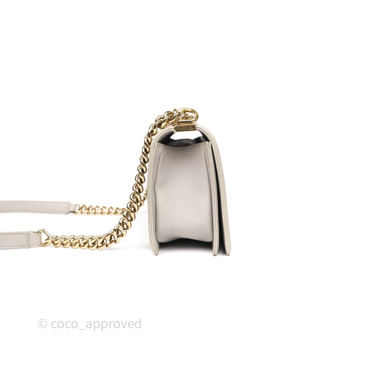 Chanel Medium Boy Quilted Grey Caviar Gold Hardware